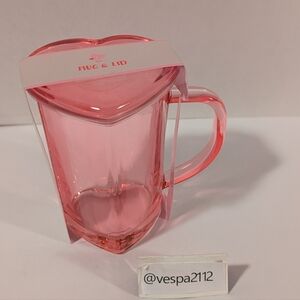 Target Bullseye Playground Valentines Mug Heart Shaped W/ Lid Red Tea Glass Pink